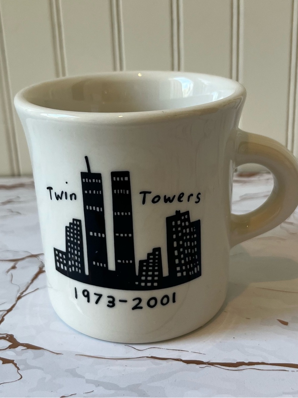 TWIN TOWERS MUG 1973-2001 NYC | HOMER LAUGHLIN | FISHS EDDY | NEW OLD STOCK